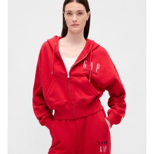 GAP パーカー 30th アニバーサリー ヘビーウェイト フレンチテリー GAPロゴ ジップアップパーカー レディース